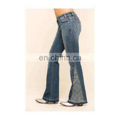 women's skinny denim embroidered jeans with metal button for closure type jean mujer