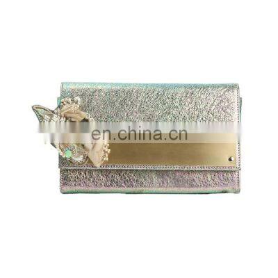 ladies handmade high quality beautiful decoration party bag women clutch handbags with golden chain bags LDCTH0002B