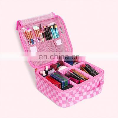 In Stock Free Sample Accept Custom Logo Large Capacity Beauty Makeup Bag Travel Cosmetic Bag Case For Women Pu Cute Makeup Case photo-3