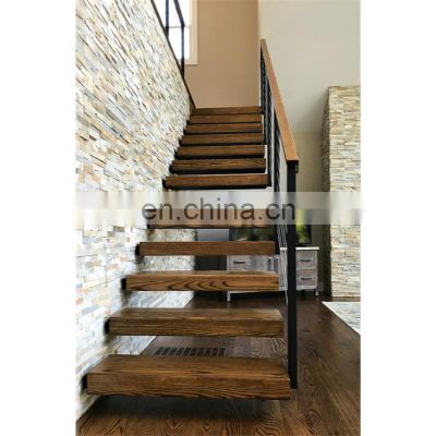 Interior Invisible Stringer Floating Stairs Solid Wooden Steps