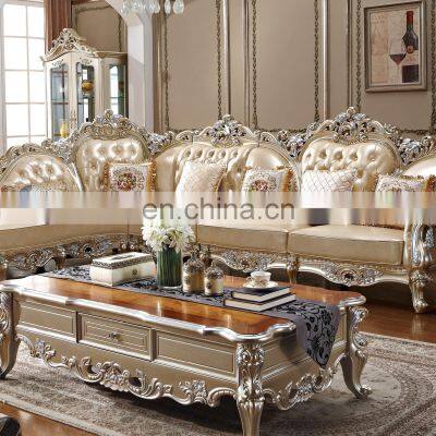 High end Luxury golden european antique style classic living room sofa set