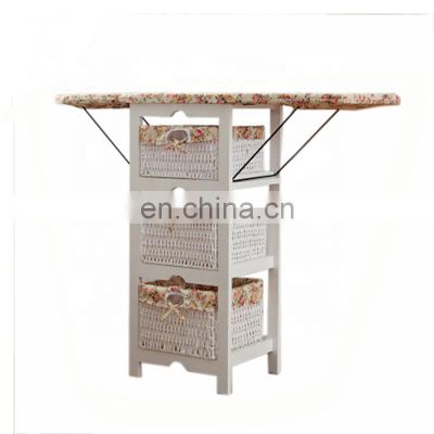 foldable ironing board solid wood cabinet top center storage basket