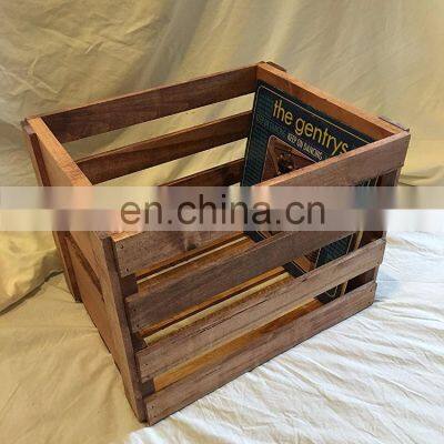 Vintage Record Holder Wood Crate photo-2