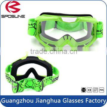 New 2016 fashionable green frame safety racing motocross goggles