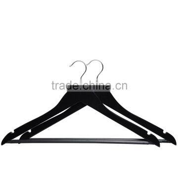 Wholesale manufactory provide high ending wooden clothes hanger Black color