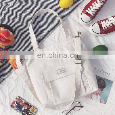 Bolsa De Custom Print Shape Logo Cotton Double Pouch Shoulder Cross Body Tote Bag Crossbody Messenger Bag photo-2