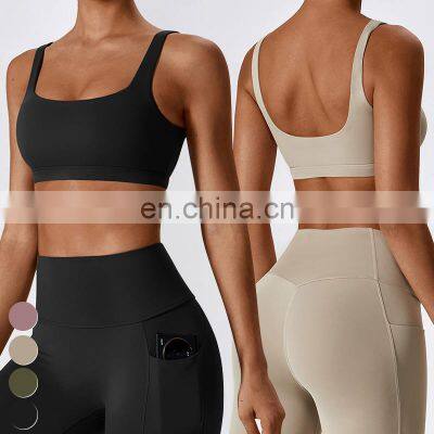 Custom Active Bras Wholesale Running Workout Wear Shockproof Yoga Bra Women Gym Fitness Top High Impact Big U-Back Sports Bra
