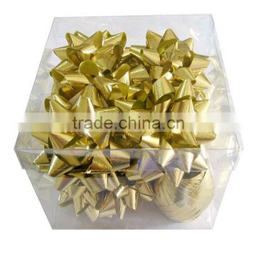 Fashional 13 Loops Gold Solid Poly Plain Star Ribbon Flowers and Star Bows for Decoration Christmas,Holiday,Party,Easter