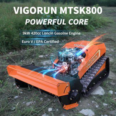 Vigorun Mtsk800 Rasenmäher Loncin 420CC Benzinmotor Schlagmäher für Traktor Fernsteuerung Forsthäcksler