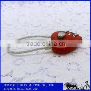 Small 3 Dials Heart Shape Cable Combination Luggage Lock
