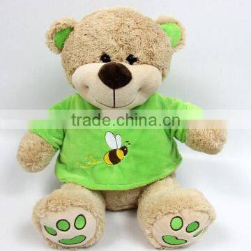 Hi-quality stuffed teddy bear with T-shirt plush toy for baby, plush teddy bear with cloth