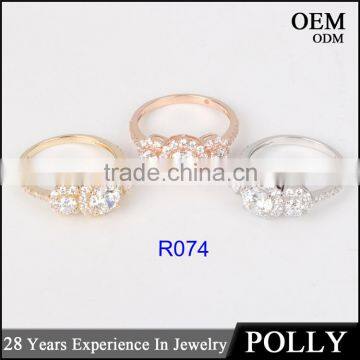 Top quality solid jewellry factory price ring 14K gold AAAAA CZ ring wedding band ring fashion jewelry