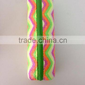 Osini New Design W Style Pencil Case Wave Colour Printing Handwork Zipper Pen Bag Stationery Pencil Case