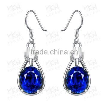 2015 romantic imitation long blue platinum gold plated aaa cubic zircon earrings