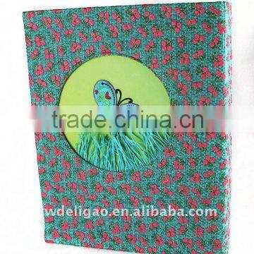 Butterfly Decorated Weaving Flower Pattern Cloth Wrapping Ring Binder Desktop File Folder for Office Stationery Cardboard