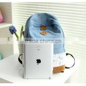 Fashion Floral Lace +Denim Canvas Women Bag Backpack School Bag For Teenagers Ladies Girl Back Pack Schoolbag Bagpack photo-5