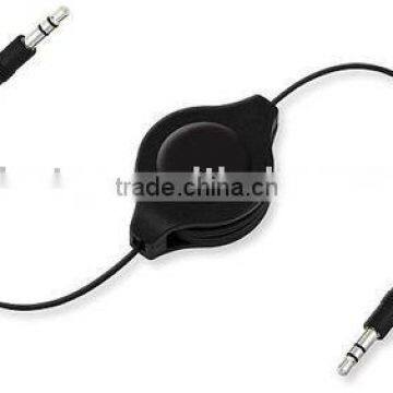 Retractable 3.5mm Mini Stereo Auxiliary Input Cable (Black)