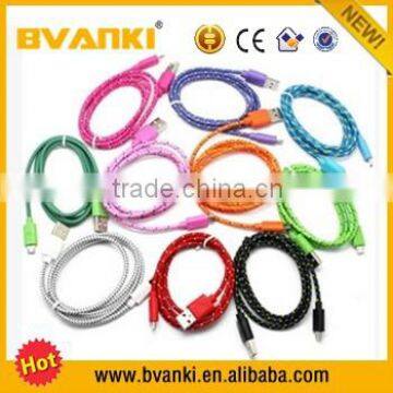 Wholesale 1M/3ft Fabric Woven Nylon Flat Micro USB 5Pin Data Sync Cable For Samsung For HTc New Arrival 100pcs/lot Factory Price photo-4