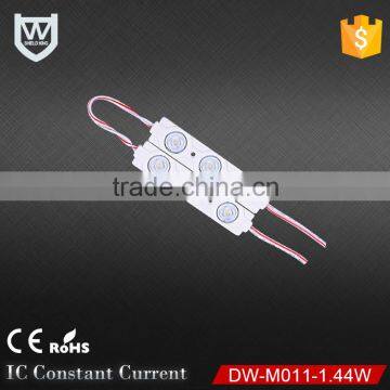 led injection module 1.44W 165lm waterproof smd 3pcs led module with lens for the sign-board