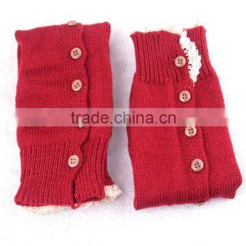 Boot Cuff Leg Warmer in Colors With Lace, Knitted Boot Cuffs With Button, Knee High Socks, Boot Topper, Boot Cuff Accessories photo-5