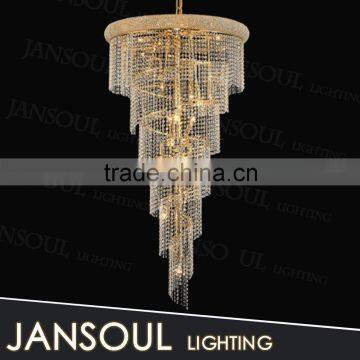 modern contemporary north europe hot new pendant lamp light spiral long crystal chain chandelier in dubai