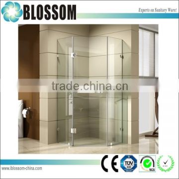 Blossom sanitary frameless reversible design pivot hinge glass door bath bathroom shower