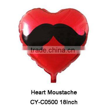 2016 New Design Heart Moustache Inflatable foil helium balloon Party Decoration