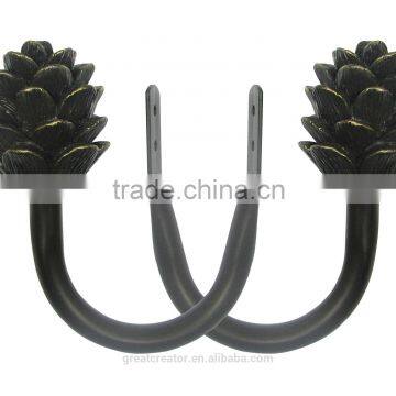 Decorative Bronze Pinecone Curtain Hooks Window Curtin Tiebacks