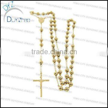 Fashion 316Lstainless steel gold rosary necklace