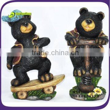 22.5cm cute resin bear figurine for garden decoration