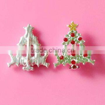 Stock Christmas 25*21mm rhinestone tree button with slider(BTN-5501)
