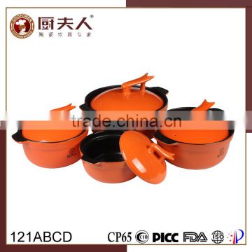 heat resistance ceramic casserole with stand cover/lid