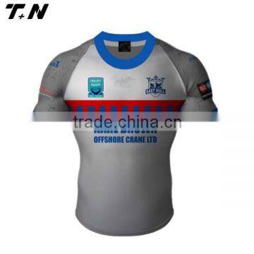 China made polyester promotional custom sublimated rugby jersey