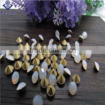 glass crystal white opal point back rhinestone for wedding                        
                                                Quality Choice