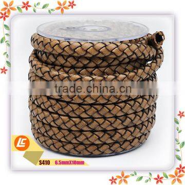 10mm *6.5mm classic brown nappa braided bolo cowhide leather cord