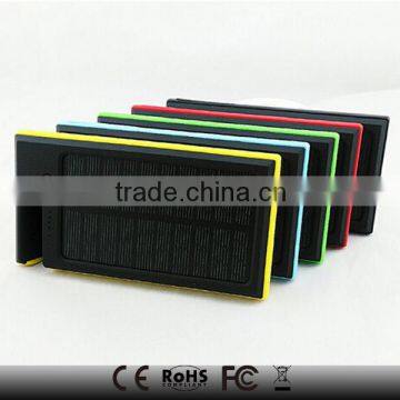 Newest design Mobile phone holder portable dual solar power bank charger 8000mah