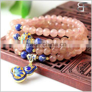 Natural Strawberry Agate Energy Wrist Mala Prayer Wrap Bracelet Necklace