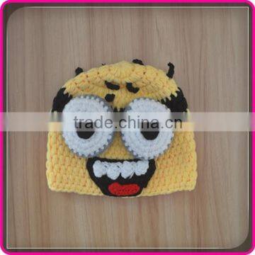 cartoon winter handmade crochet hats minion kids knitted winter beanie hat