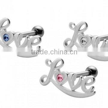 Helix Tragus Piercing Love Stainless Steel Cartilage Earring