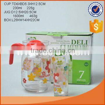 Decaled Glass Teapot With Cup Set Gift Box Packing in Different Color Supplier's Choice