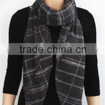 Grey Printed Viscose Scarf