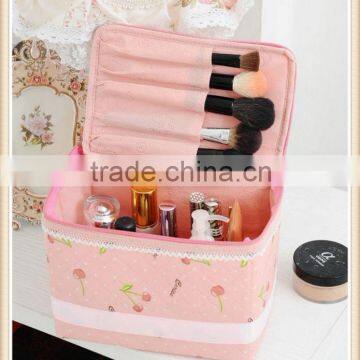 Hot cosmetic cases promotional bag lovely pink cherry big cosmetic case for lady