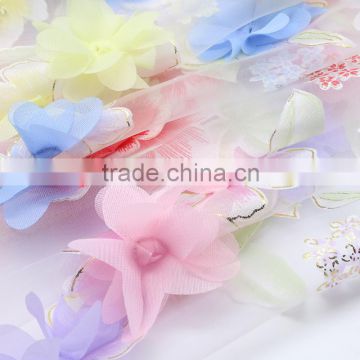 2016 beautiful style of ORGANZA PAPER PRINTED GILDING BIND for dress fabric