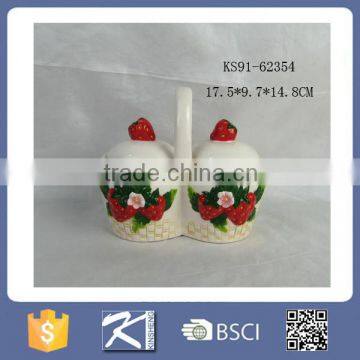 Wholesale Ceramic Strawberry Spice Jar Set