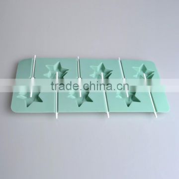 2015 new design double star shaped silicone chocolate lollipop mold