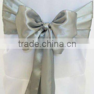 Silver satin chair sashes for weddings