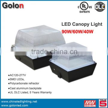 canopy led light 60W DLC UL list for gas station canopy light, 5 years warranty 90W 7W 40W retrofit led canopy light for gas s