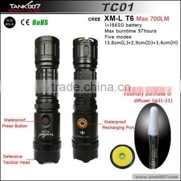 700 lumen CREE led torch light rechargeable flashlight TC01