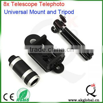 high quality 8x optical telescope smartphone telescopic telescope telephoto lens with tripod and cellphone mount holder