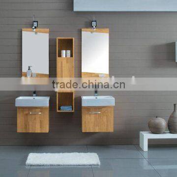 solid wood bathroom cabinet with basin and mirror